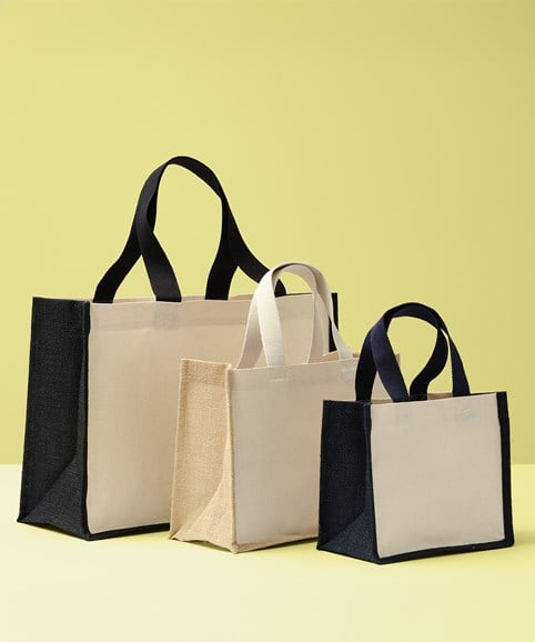 Jute canvas panel shopper