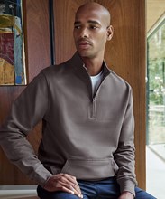 Regular fit 1/4 zip piqué sweatshirt