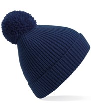 Bonnet à pompon en maille côtelée à pinces invisibles