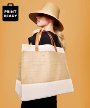 Adley jute with faux leather tote