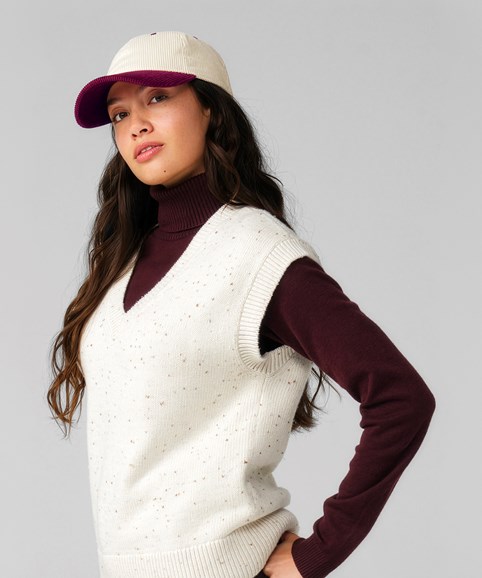 Contrast peak corduroy cap