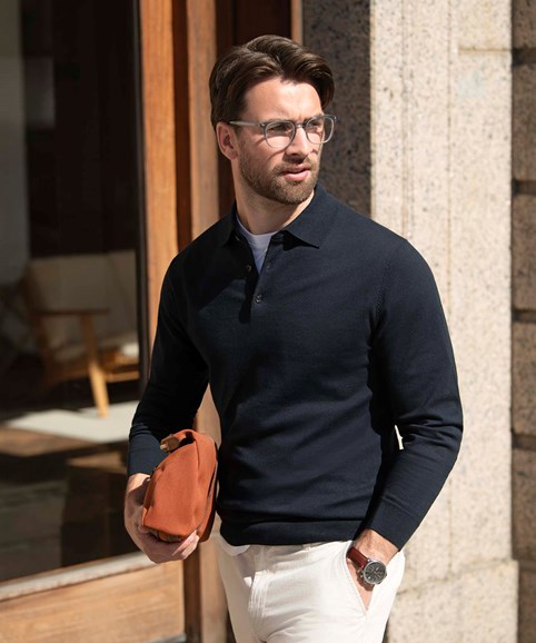 Brighton long sleeve polo – elegant knitted polo