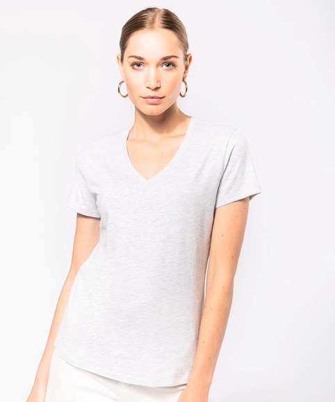 Ladies' short-sleeved V-neck T-shirt