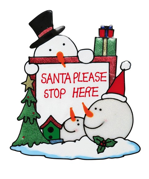 Santa stop here window cling