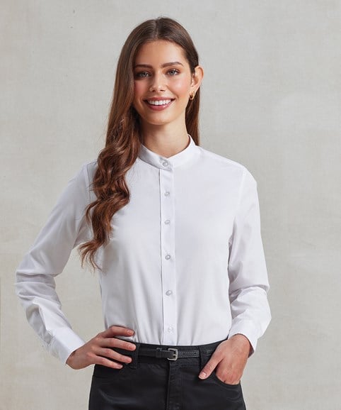 Women's banded collar 'grandad' shirt
