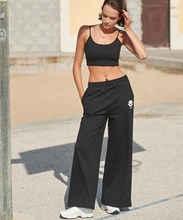 Women's sustainable fashion wide leg joggers
