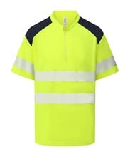 Hi-vis mandarin collar zip neck comfort trim polo (HVJ230)