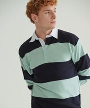 Sewn stripe long sleeve rugby shirt