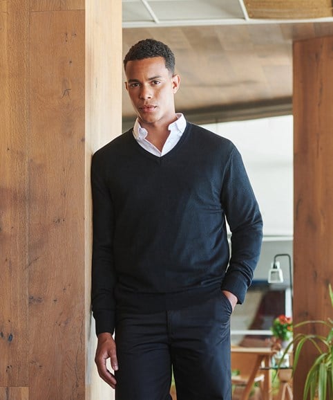 Cashmere touch acrylic v-neck jumper