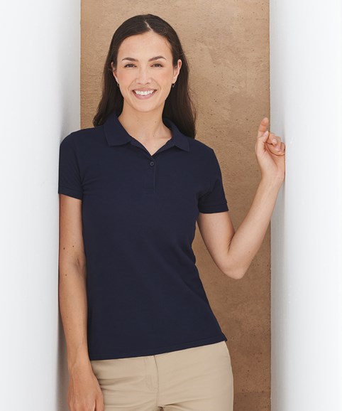 Women's micro-fine piqué polo shirt