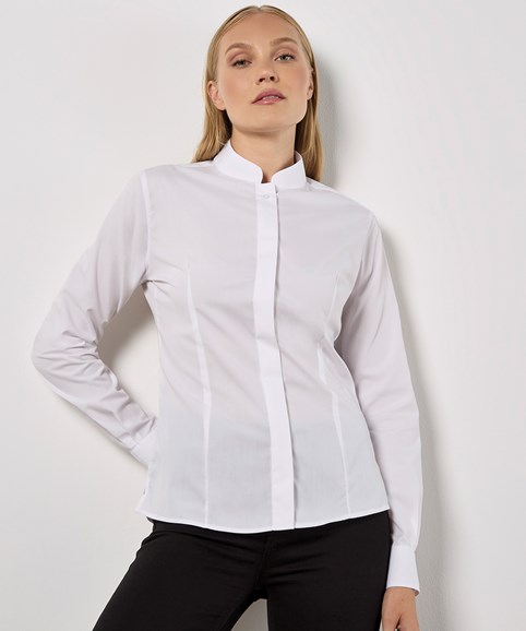Women's mandarin collar shirt long-sleeved (tailored fit)