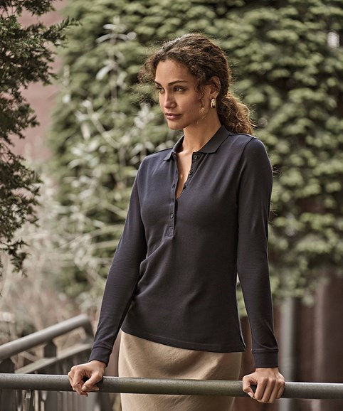 Women's luxury stretch long sleeve polo (146)