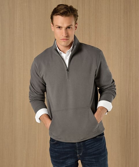 Regular fit 1/4 zip piqué sweatshirt