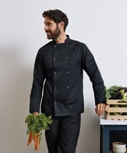 Studded front long sleeve chef's jacket