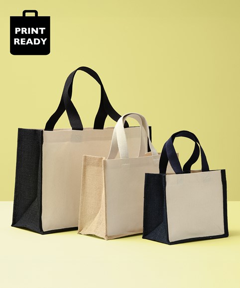 Jute canvas panel shopper