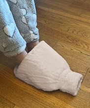 Luxury foot hot water bottle and cover in plush faux fur