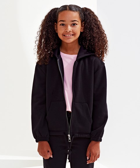 Kids TriDri® recycled cropped oversize full-zip hoodie