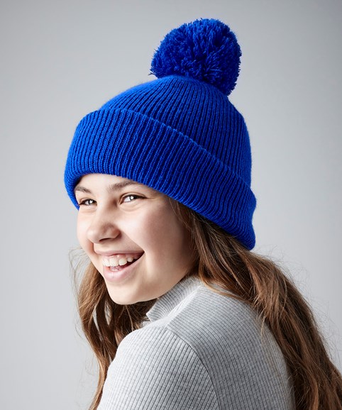 Junior reflective bobble beanie