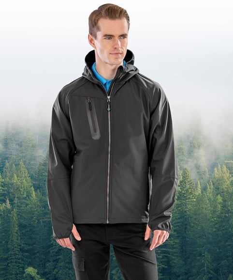 3-layer recycled printable casual hooded softshell