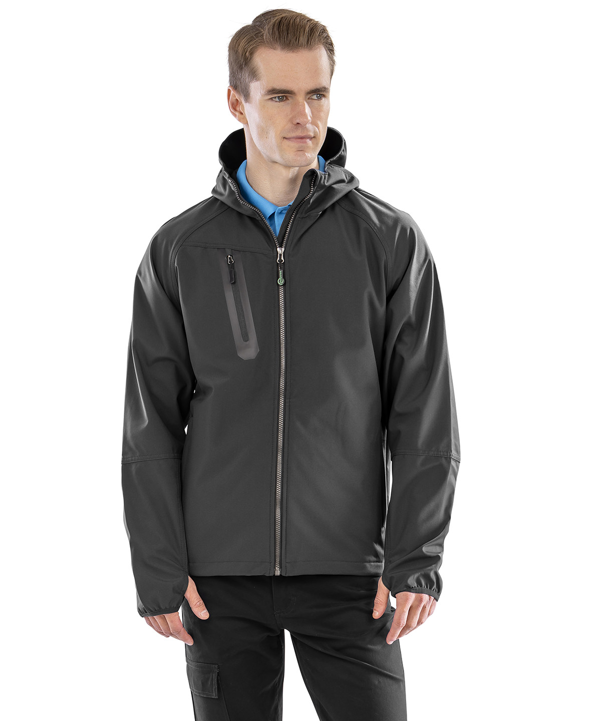 3-layer recycled printable casual hooded softshell