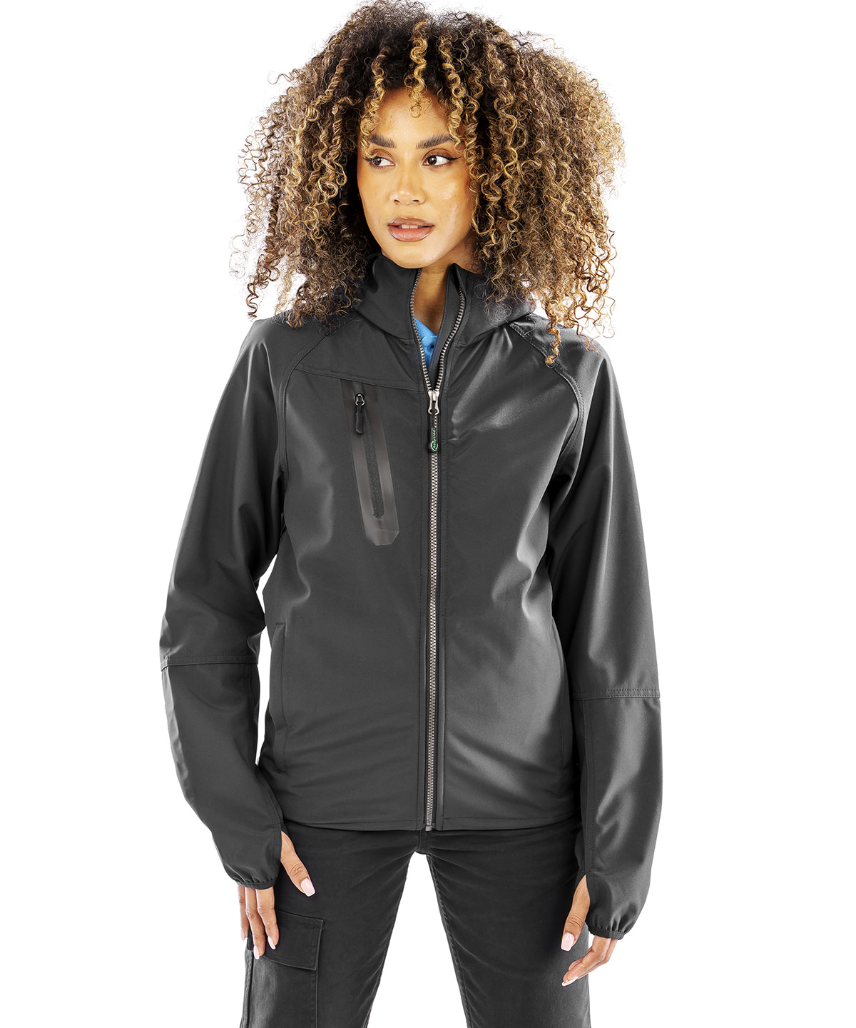 3-layer recycled printable casual hooded softshell