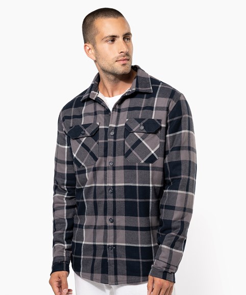 Sherpa-lined checked shirt jacket