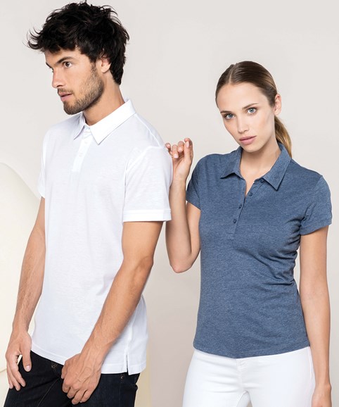 Women's melange short sleeve polo shirt