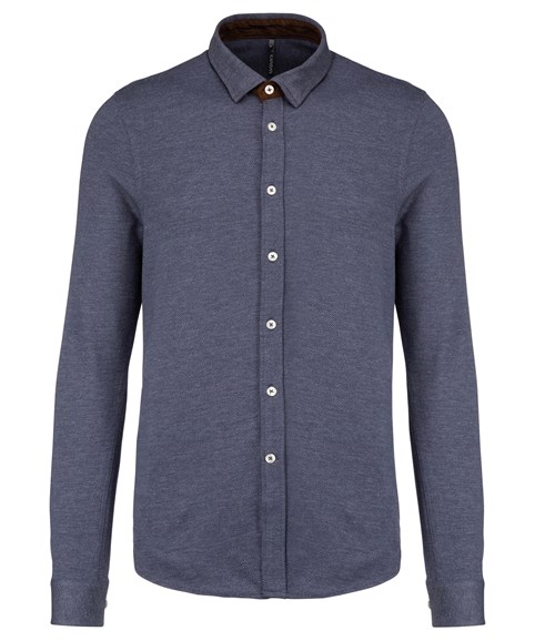 Long-sleeved jacquard knit shirt