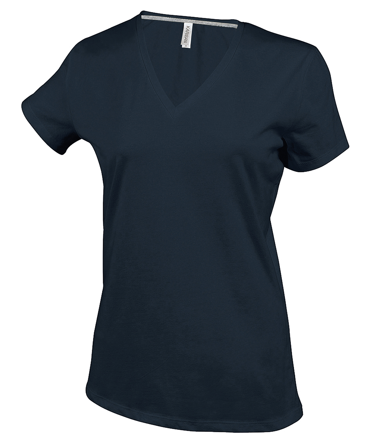 Short Sleeve V-Neck T-Shirt with Hearts Embroidery