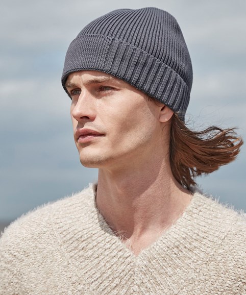 Organic cotton engineered patch beanie