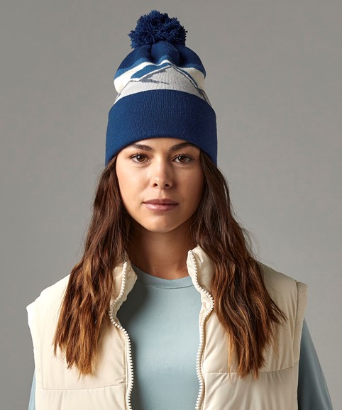 Mountain peaks pom pom beanie