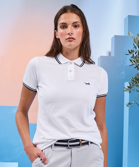 Polo passepoilé coupe classique femme - col contrasté