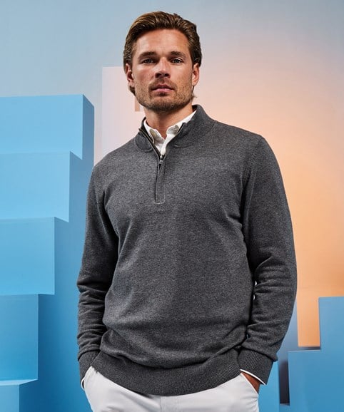 Men's cotton blend ¼ zip sweater