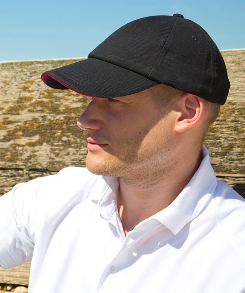 Low-profile heavy brushed cotton cap with sandwich peak