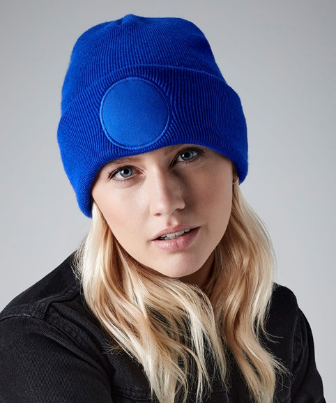 Circular patch beanie