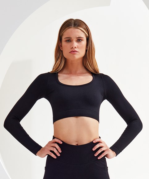 Haut court femme TriDri® '3D Fit’ côtelé et sans coutures