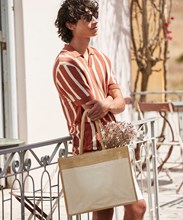 Cotton pocket natural starched jute shopper