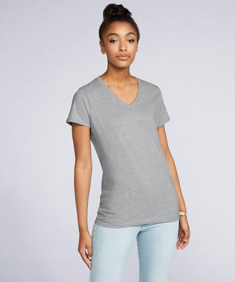 T-shirt col V en coton de première qualité Femme